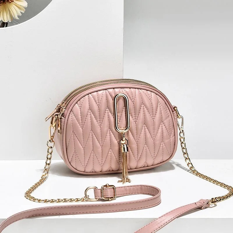 Mini handbag 2026 new women's three-layer crossbody bag, simple and versatile, stylish single shoulder phone bag, chain bag