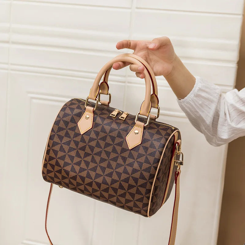 Mini Women's Bag, European and American Style Boston Bag, Simple Casual Bag, Versatile Pillow Bag, Windmill Pattern Handbag, Single Shoulder Crossbody Bag
