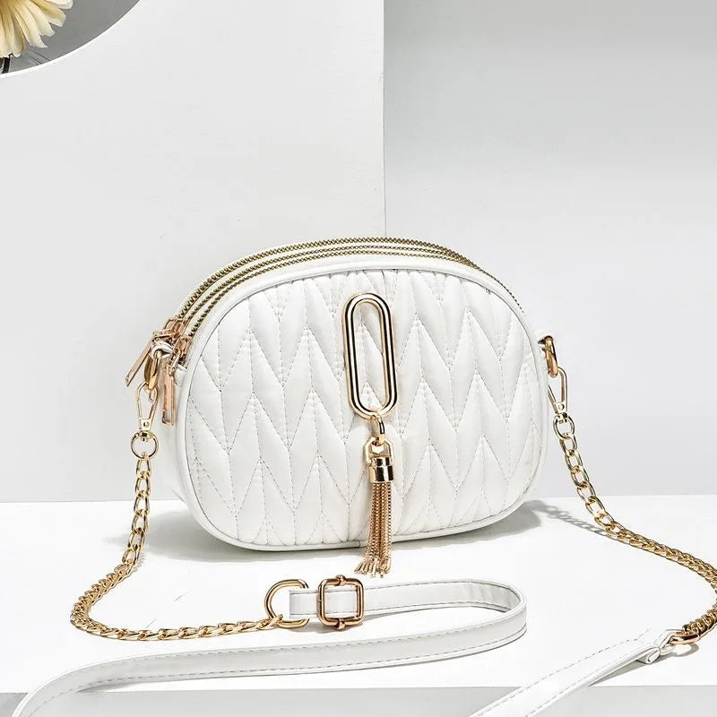 Mini handbag 2026 new women's three-layer crossbody bag, simple and versatile, stylish single shoulder phone bag, chain bag