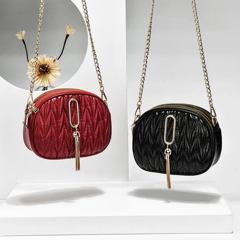 Mini handbag 2026 new women's three-layer crossbody bag, simple and versatile, stylish single shoulder phone bag, chain bag