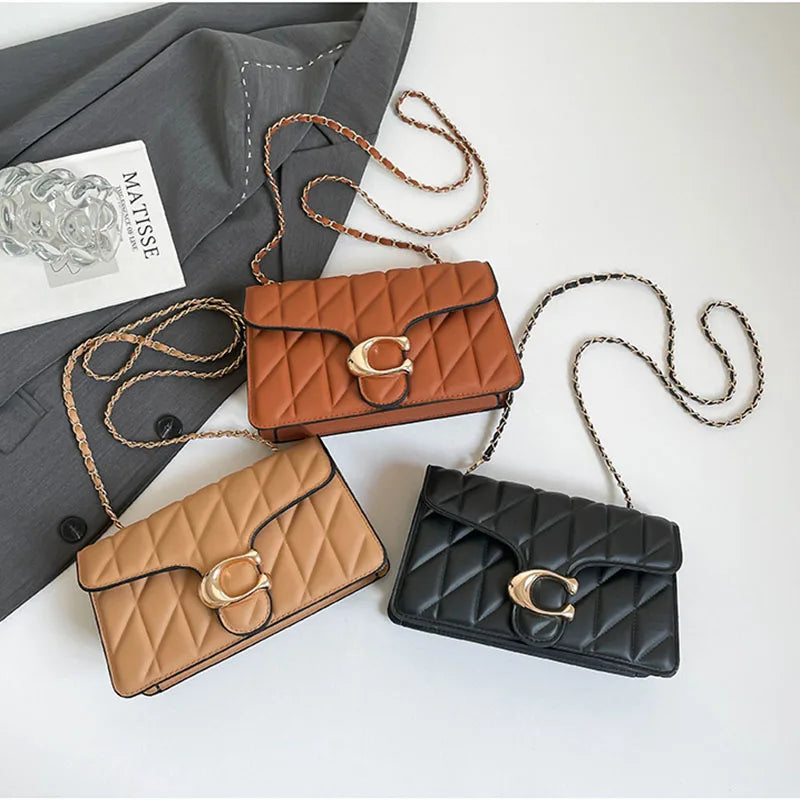 High-quality Temperament Handbag 2026 New Fashion Joker Commuter Rhomb Striped Small Fragrance Chain Shoulder Messenger Bag