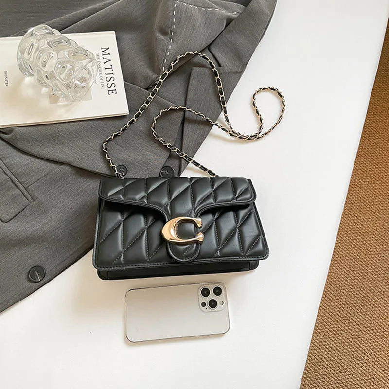 High-quality Temperament Handbag 2026 New Fashion Joker Commuter Rhomb Striped Small Fragrance Chain Shoulder Messenger Bag