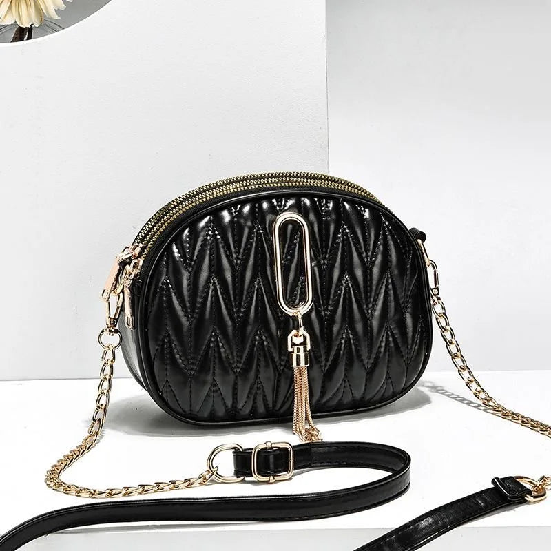 Mini handbag 2026 new women's three-layer crossbody bag, simple and versatile, stylish single shoulder phone bag, chain bag