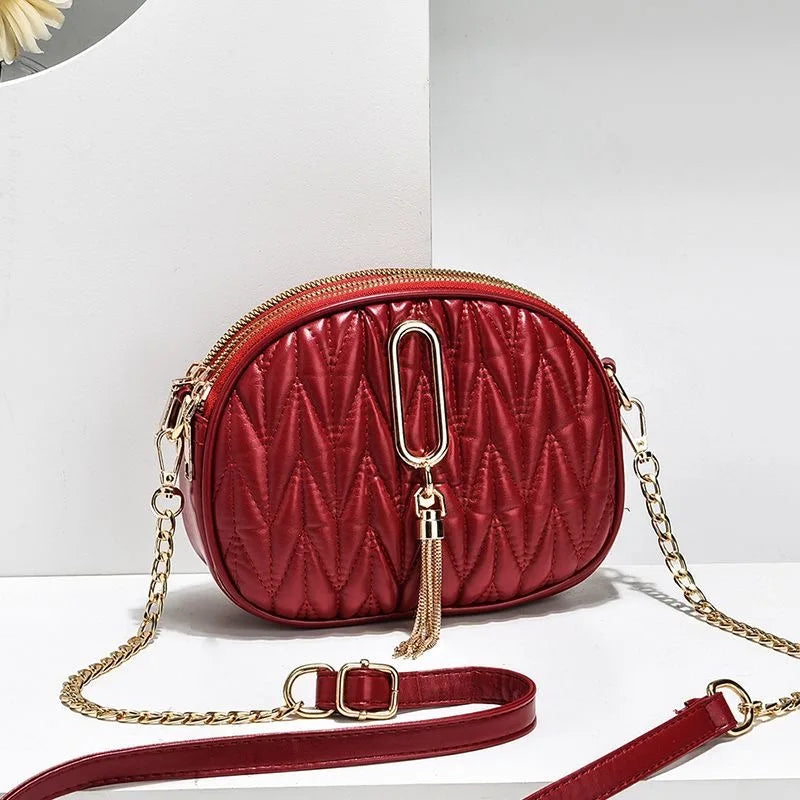 Mini handbag 2026 new women's three-layer crossbody bag, simple and versatile, stylish single shoulder phone bag, chain bag