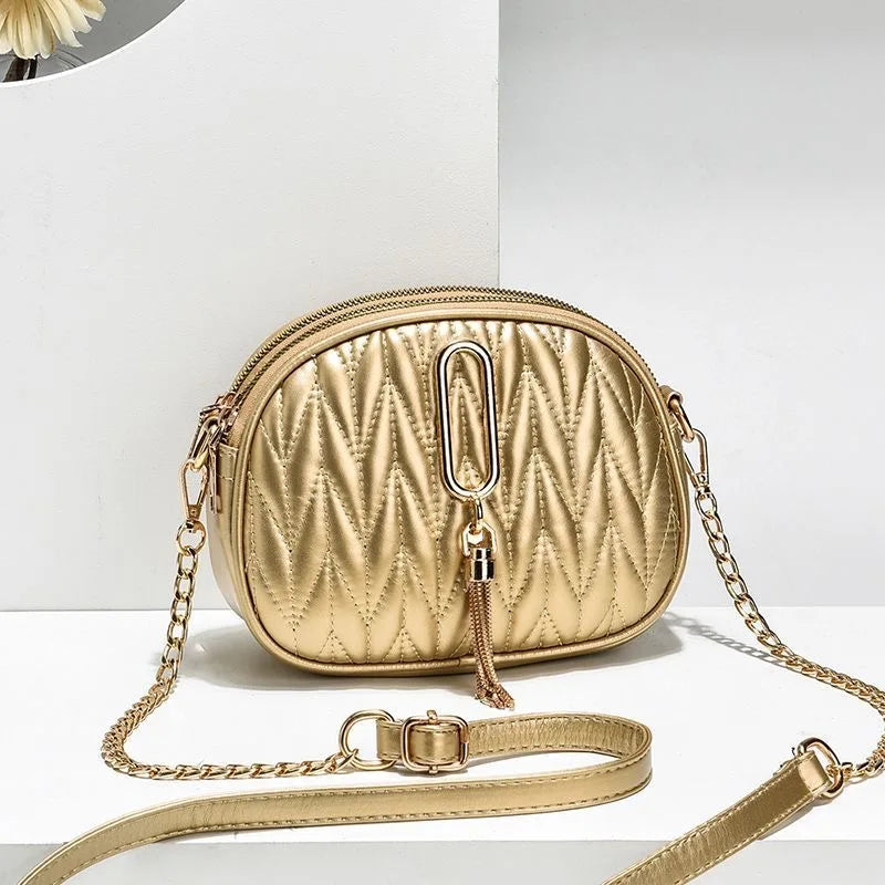 Mini handbag 2026 new women's three-layer crossbody bag, simple and versatile, stylish single shoulder phone bag, chain bag