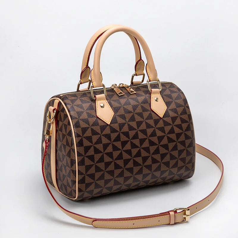Mini Women's Bag, European and American Style Boston Bag, Simple Casual Bag, Versatile Pillow Bag, Windmill Pattern Handbag, Single Shoulder Crossbody Bag