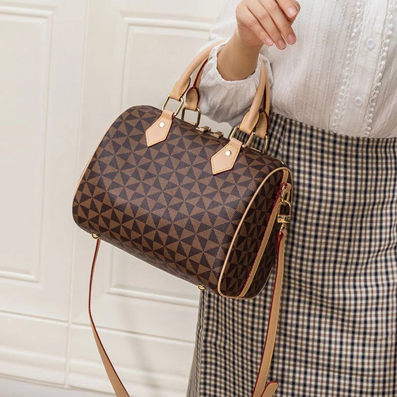 Mini Women's Bag, European and American Style Boston Bag, Simple Casual Bag, Versatile Pillow Bag, Windmill Pattern Handbag, Single Shoulder Crossbody Bag