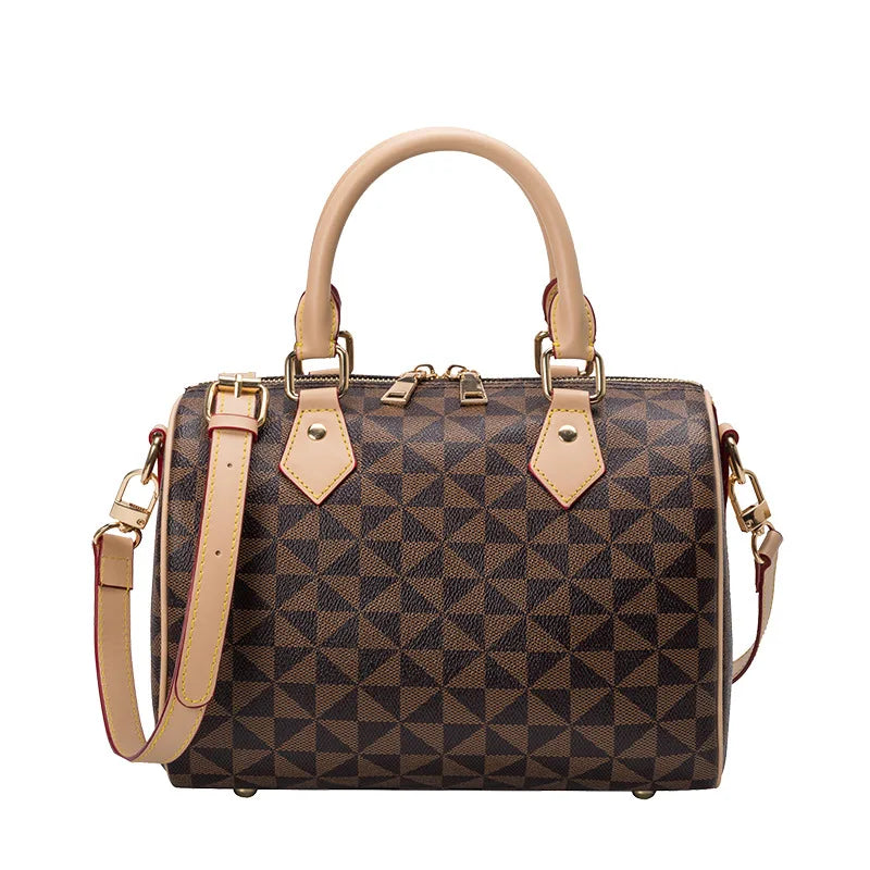 Mini Women's Bag, European and American Style Boston Bag, Simple Casual Bag, Versatile Pillow Bag, Windmill Pattern Handbag, Single Shoulder Crossbody Bag