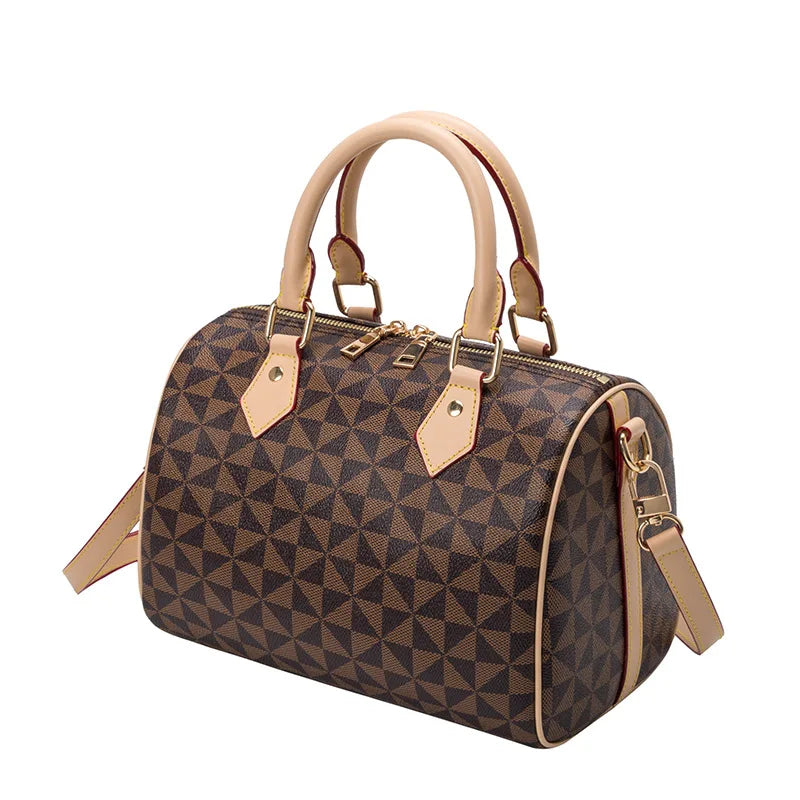 Mini Women's Bag, European and American Style Boston Bag, Simple Casual Bag, Versatile Pillow Bag, Windmill Pattern Handbag, Single Shoulder Crossbody Bag